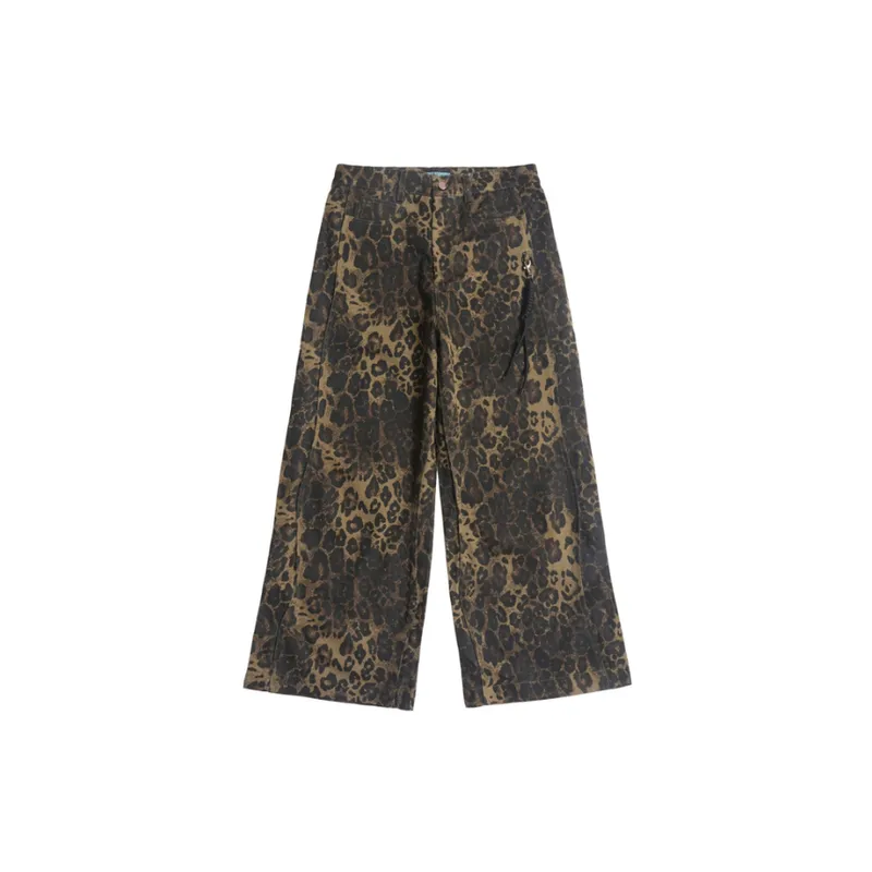 Retro Style Casual Pants Wilderness Street Leopard Print-0