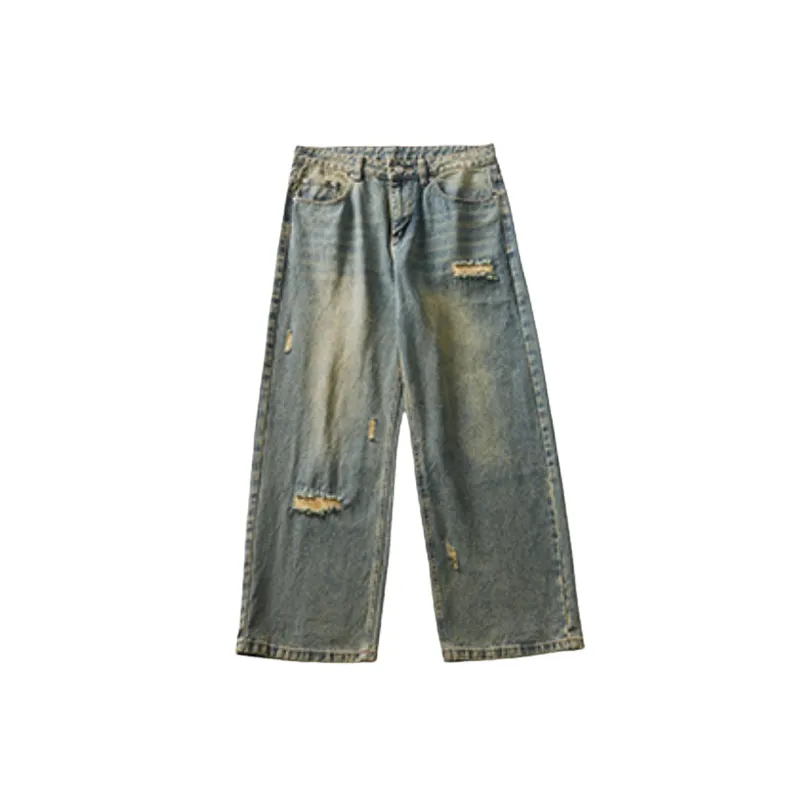Fashionable Loose Straight Leg Jeans-0