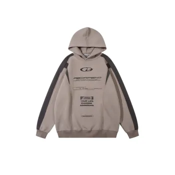 High Street College Style Stitching Contrast Color Hooded Sweater