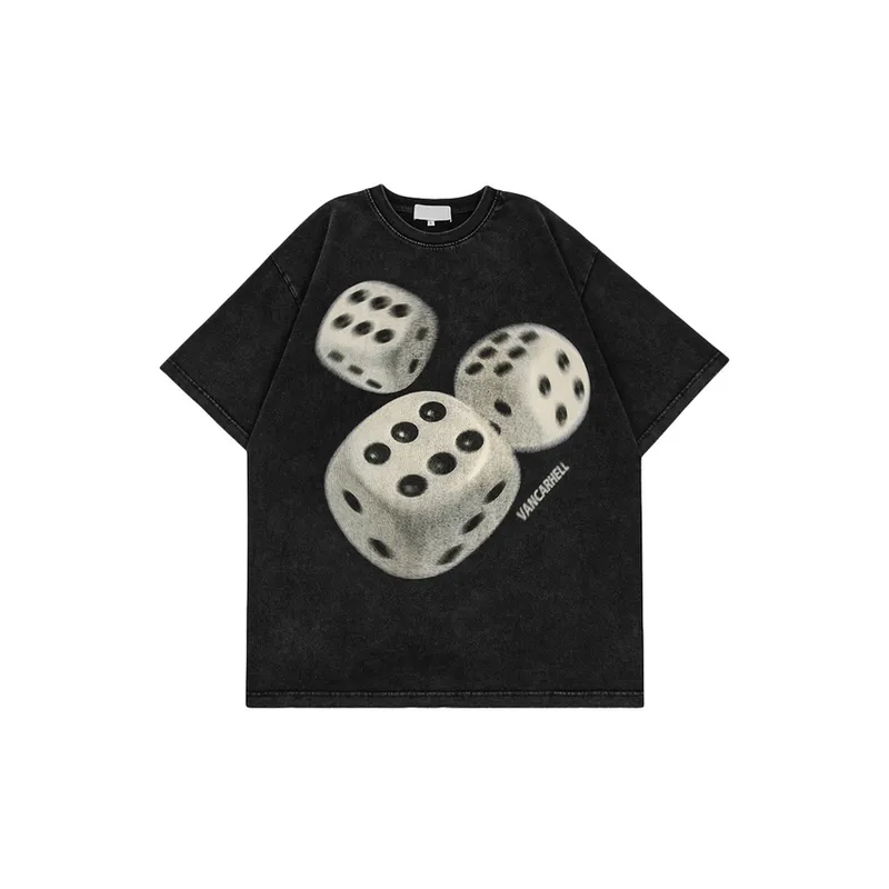 American Street Design Sense Dice Loose Short Sleeved T Shirt swag OOTD-2