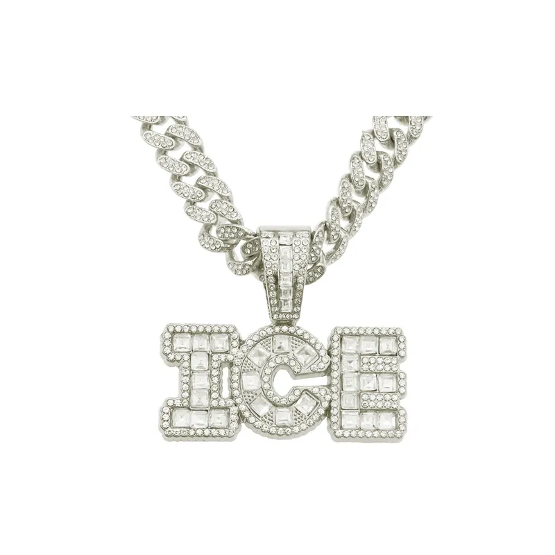 Splicing Diamond Letter Pendant Necklace-3