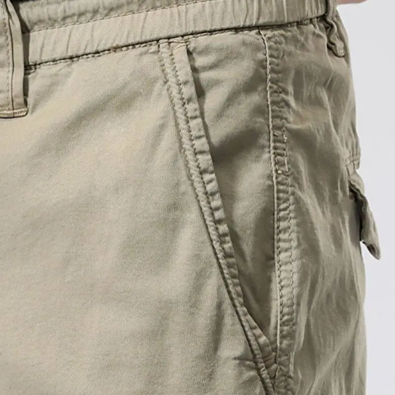 Sporty Loose Cotton Cargo Shorts-6