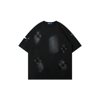 Ripped Tie Dye Cotton Blended Fabric T Shirt Unisex