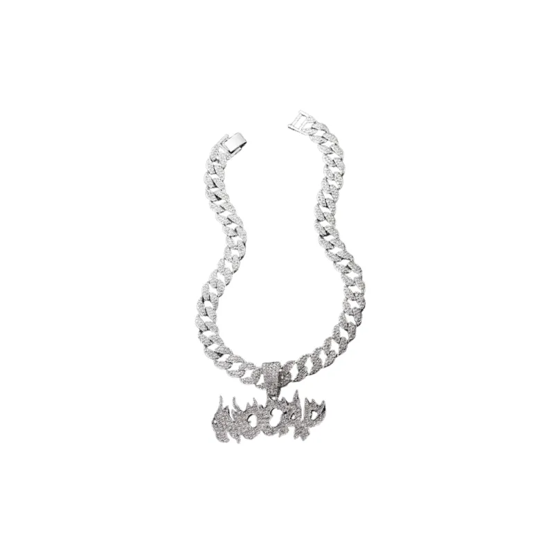 Letter Flame Pendant Necklace-0