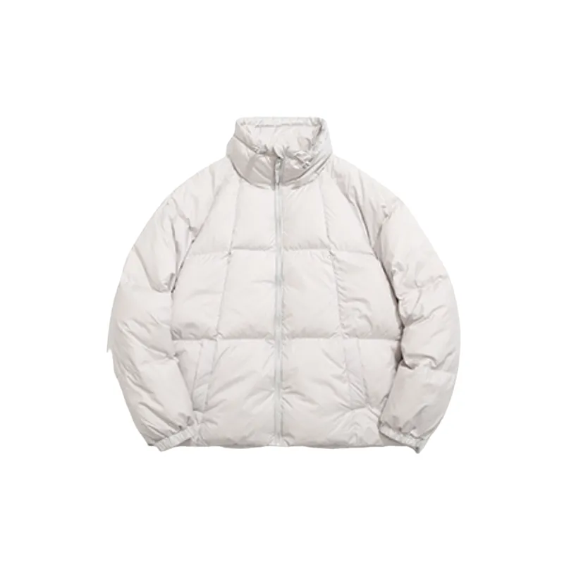 Casual Plain White Duck Down Jacket-10
