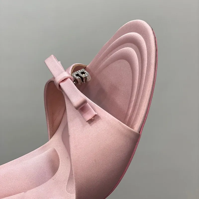 Rhinestone Bow Slide Sandals-4