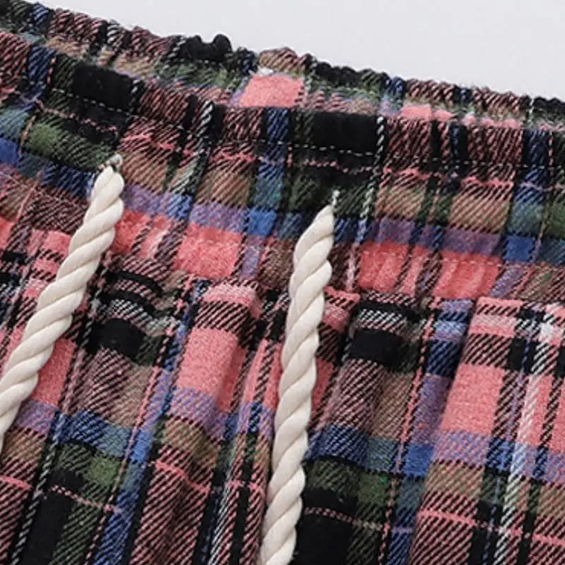 Simple Plaid Cotton Casual Pants-2