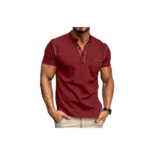 Casual Plain Blended Synthetic Fabrics T Shirt
