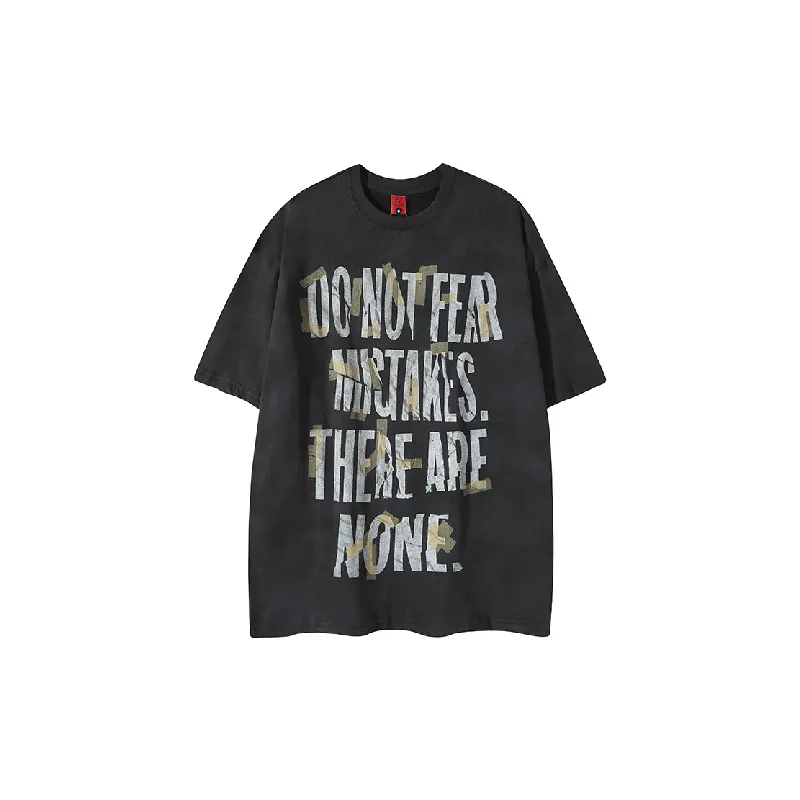 Tie Dye Letter Cotton Blended Fabric T Shirt-2