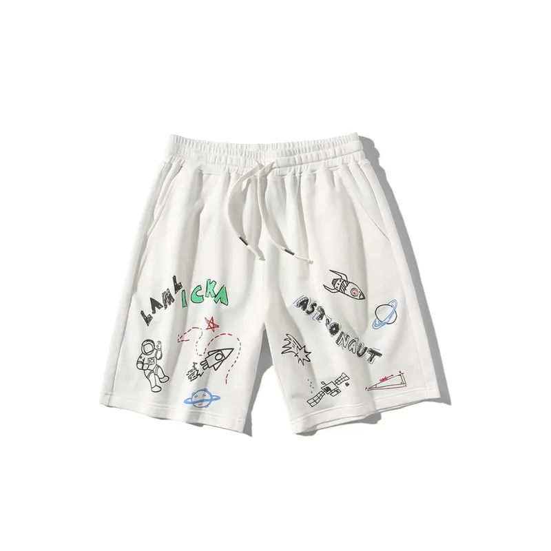 Trendy Astronaut Graffiti Print Shorts-0