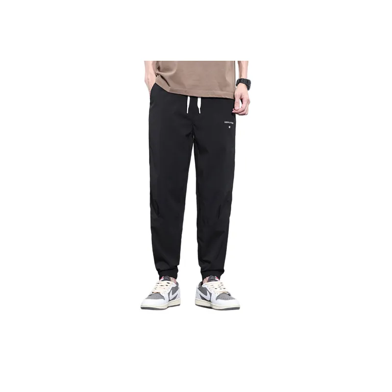 Solid Color Elastic Waist Loose Casual Pants-8