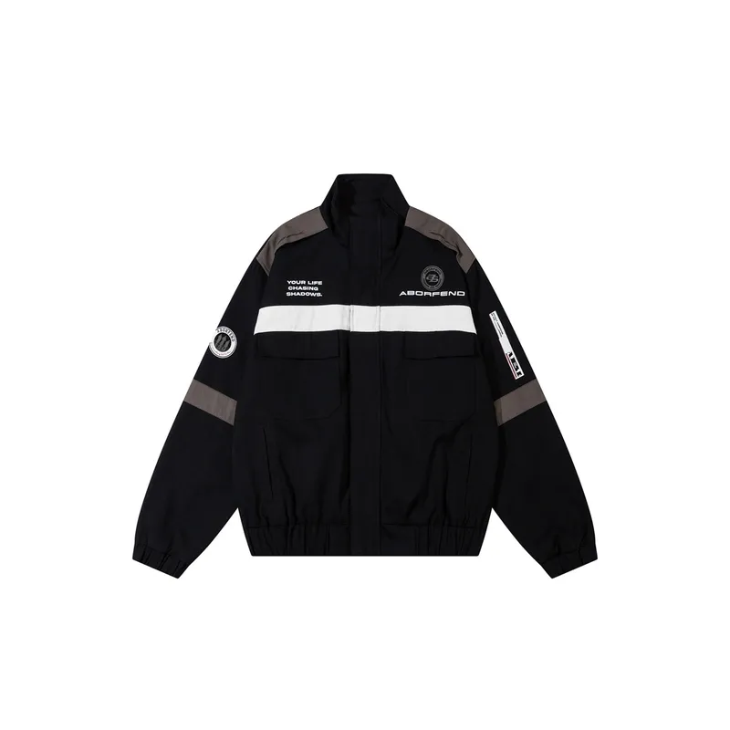Contrast Color Stitching Multi Pocket Workwear Coach Jacket-4