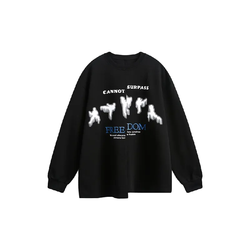 Funky Long Sleeve Cotton Blended Fabric Sweatshirt-0