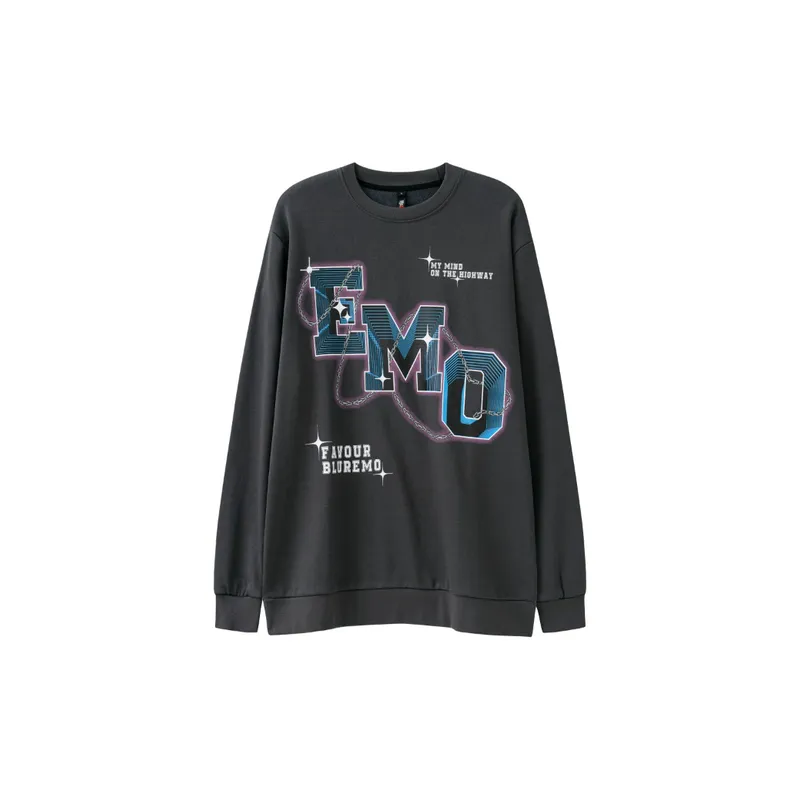 Fashion Letter Printing Long Sleeve Round Neck Sweatshirt-0