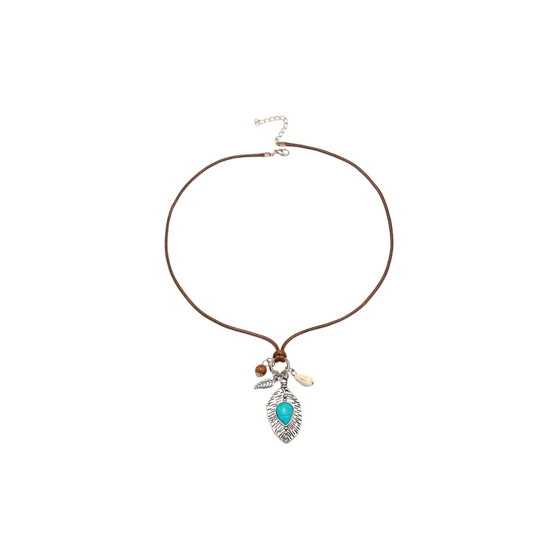 Turquoise Pendant Bohemian Shell Necklace-3