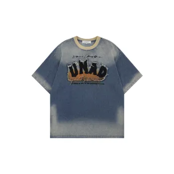 Retro Letter Denim T-Shirt