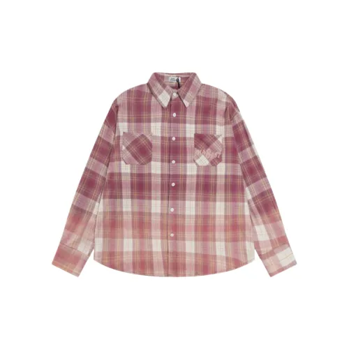 Simple Long Sleeve Checked Fabric Shirt Unisex