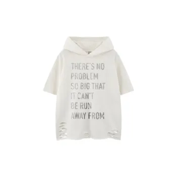 Retro Letter Cotton Blended Fabric T Shirt Unisex