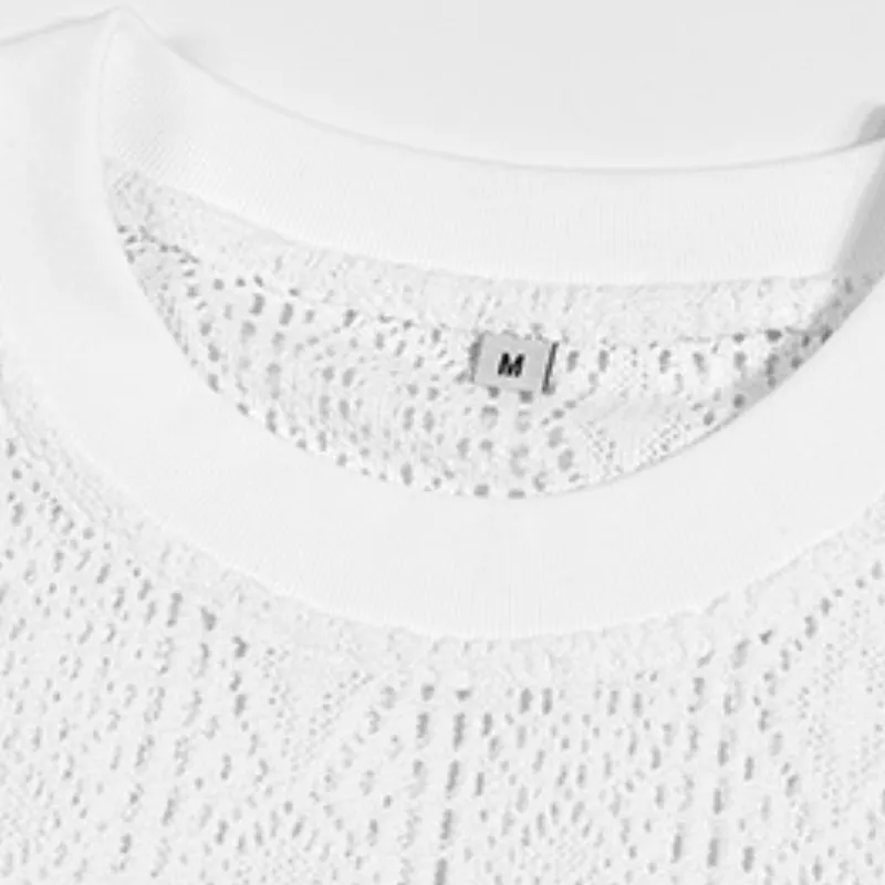 Fashionable Hollow Out Cotton Blended Fabric T Shirt-5