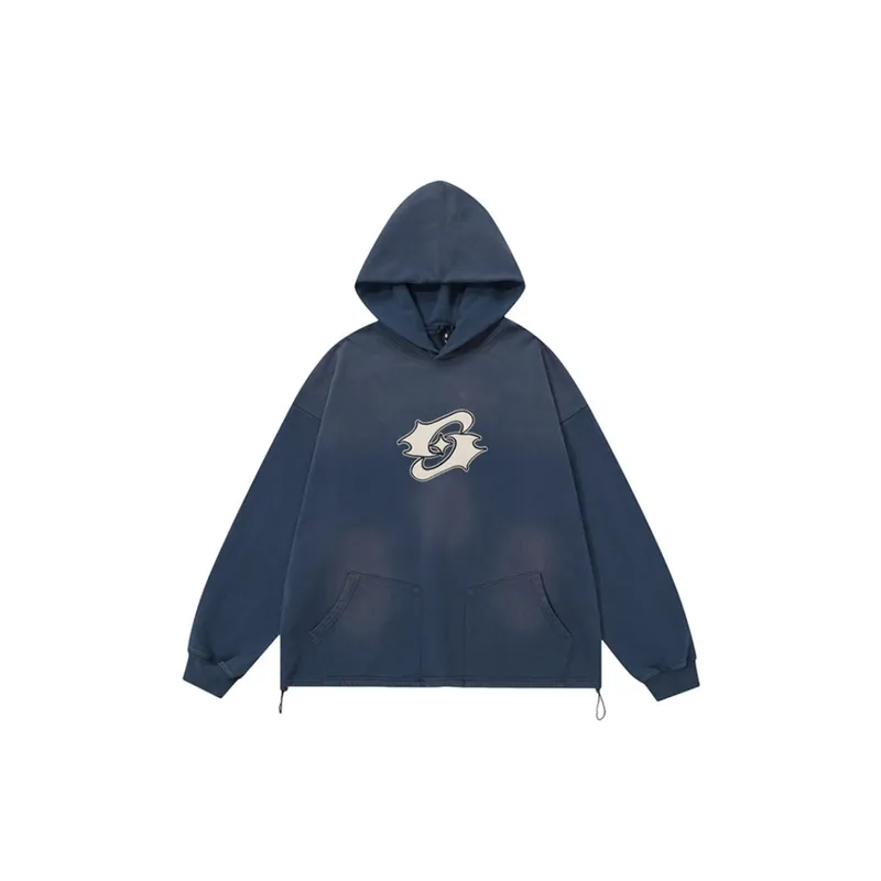 Velvet Computer Embroidered Drawstring Hem Casual Hoodie-4