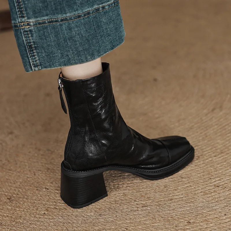 Retro Zipper Ankle Boots-5