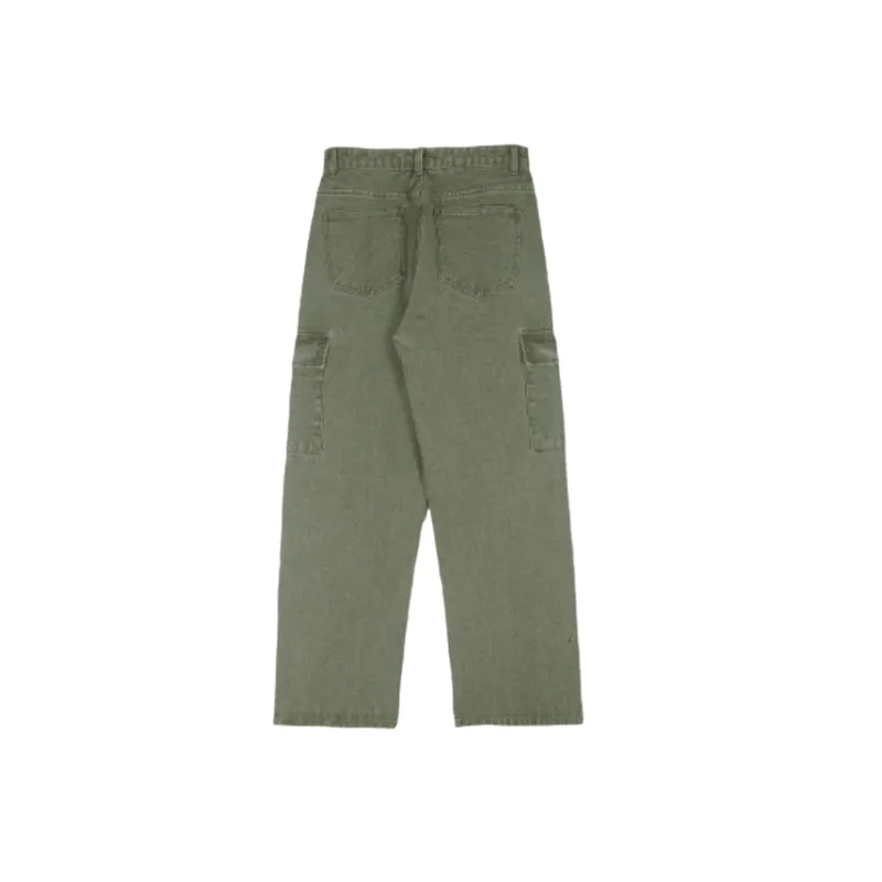 Loose Wide Leg Multi Pocket Straight Pleated Overalls Jeans-1