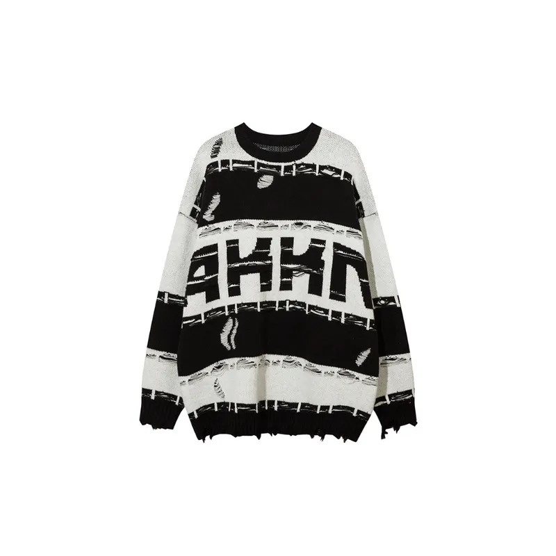 Trendy Personalized Hip Hop Loose Lazy Style Knitted Sweater