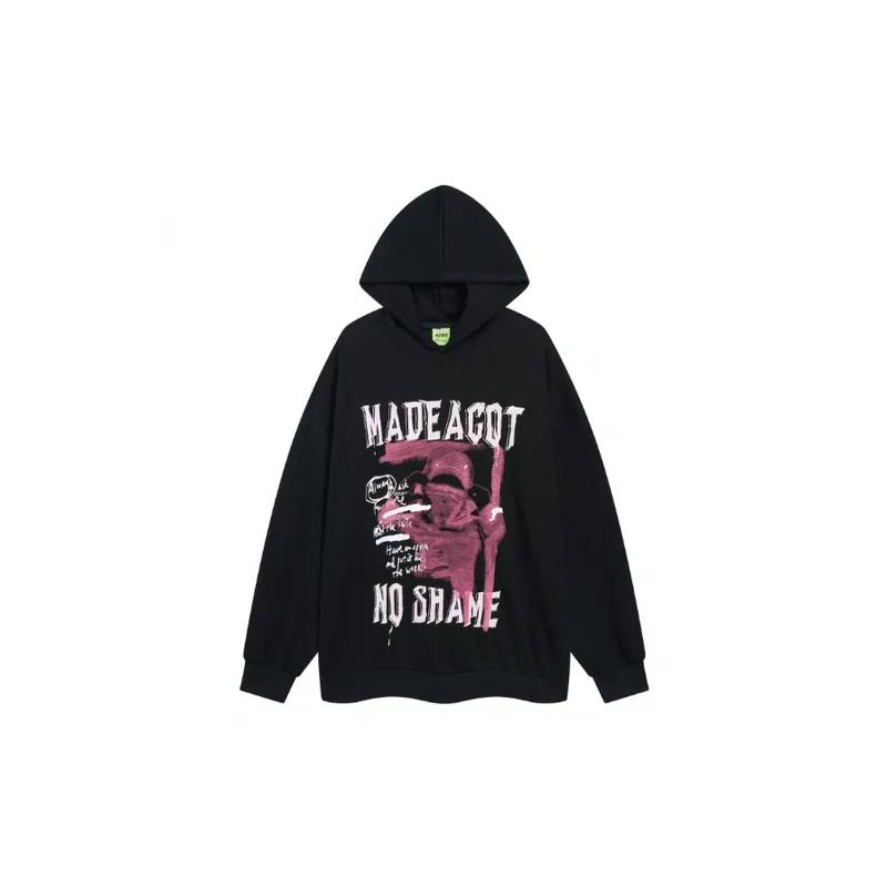 Vintage Printed Trendy Brand High Street Washed Old Loose Hooded Sweatshirt-0