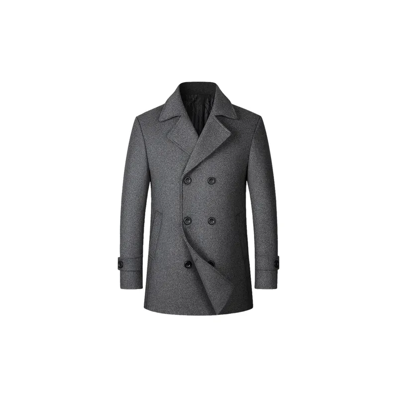 Fashionable Plain Woolen Fabric Coat-6