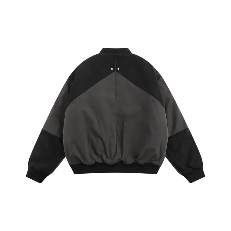 High Street Functional Style Stitching Contrast Color Aviator Hip hop Loose OV Quilted Cotton padded Jacket-1