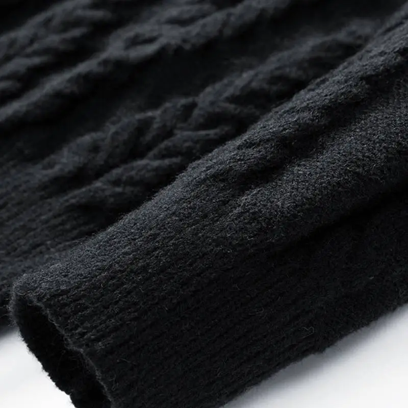 Simple Loose Blended Synthetic Fabrics Sweater-3