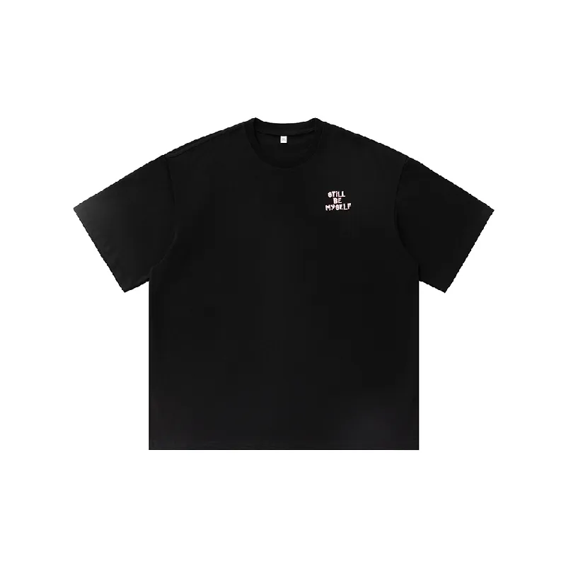Plain Letter 100% Cotton T Shirt-4