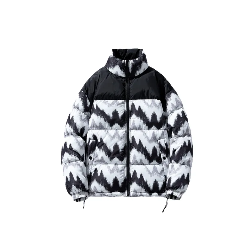 Fabric Snow Mountain Pattern Embroidered Vertical Collar Thickened Cotton Coat-4