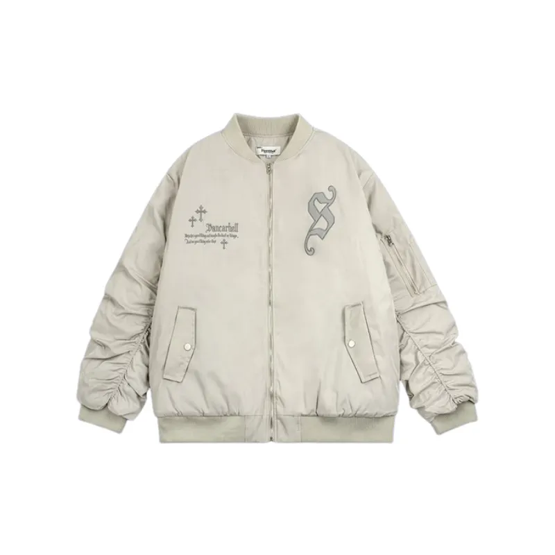High Street Trendy Brand Embroidered Oversize Loose Bomber Cotton padded Jacket