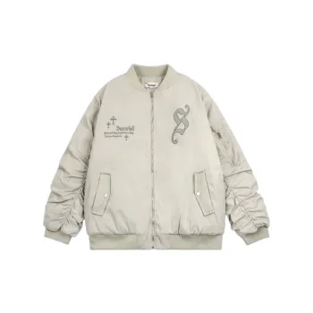 High Street Trendy Brand Embroidered Oversize Loose Bomber Cotton padded Jacket