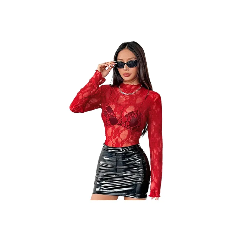 Basics Sexy Lace T Shirt Women-0