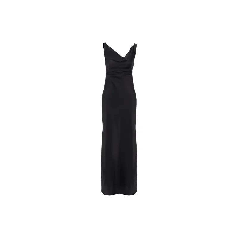 Retro Elegant Satin Colored Fabric Dress Women