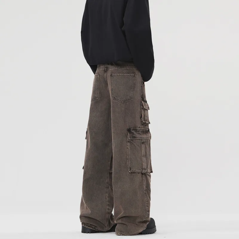 Funky Loose Denim Cargo Pants-3