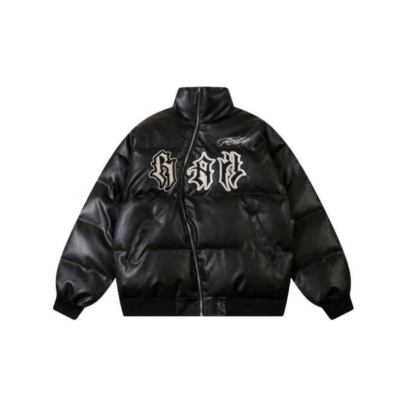 Letter Embroidered Oblique Zipper Design Cotton padded Jacket