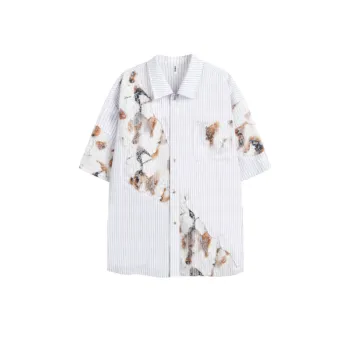 Lace Stitching Striped T Shirt