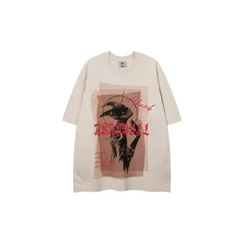 Fashion Retro Gothic Characters Pullout Foam Short Sleeve T Shirt