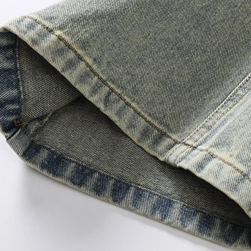 Fashionable Loose Denim Cargo Pants-7