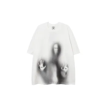 Mourning Blur Figure Print Short Sleeve Loose T Shirt