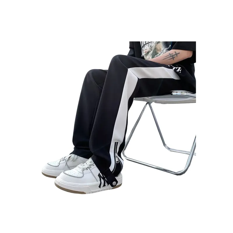 Contrast Color Stitching Casual Pants-0