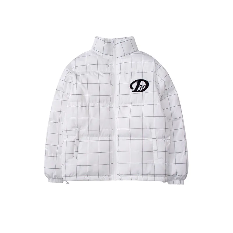 Design Sense Plaid Letter Flocking Lazy Style Cotton padded Jacket-2