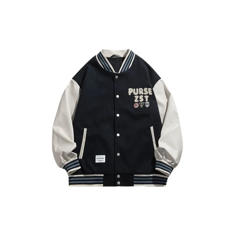 New Loose Casual Stitching Baseball Suit-0