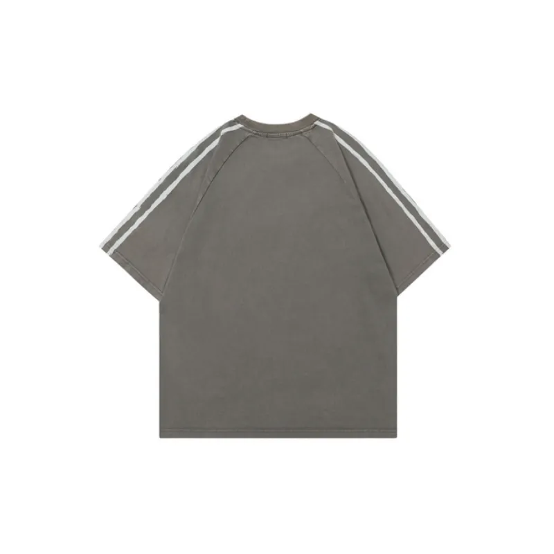 Letter Printing Loose Washed T Shirt-3