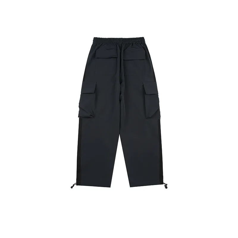 Retro Contrast Color Splice Multi Pocket Cargo Pants-1