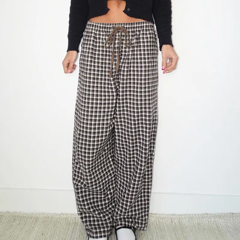 Fashionable Plaid Casual Pants Women-2