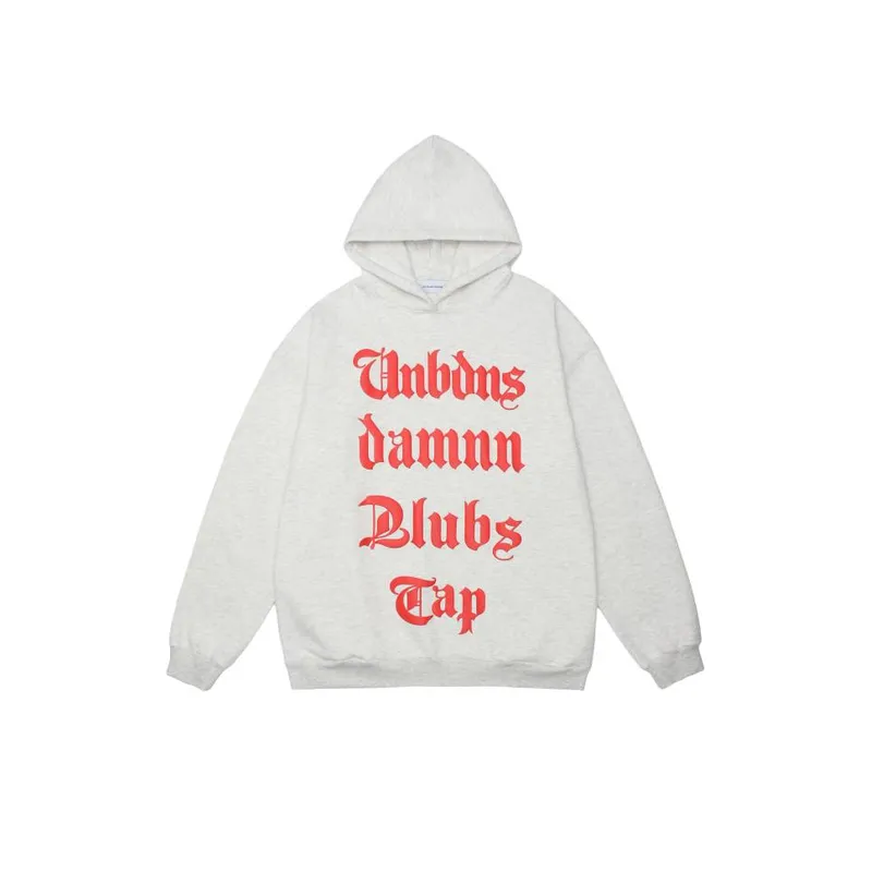 Retro Trend Gothic Letter Heavy Fleece lined Hoodie-0